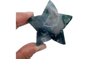 AITELEI Agate de mousse naturelle cristal forme d'étoile pierres précieuses cristal sculpture artisanat pierre de palme polie Chakra pierre pierre d'inquiétude fabrication de bijoux à bricoler soi-même