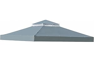 OKYUK Tetto di Ricambio per Gazebo, Impermeabile con Doppio Tetto, Protezione UV e Angoli Rinforzati per Gazebo da Giardino, Copertura per Caffè Elegante e Resistente((3 x 3 m,Grigio)