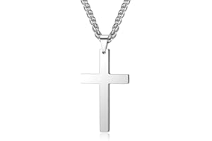 JSNOM Halskette Herren Kreuz Silber: Kette Kreuz Anhänger Halsketten Lange Edelstahl für Valentinstag Weihnachten Geburtstagsgeschenk, Schmuck Kreuzkette für Freund Sohn Ehemann Männer