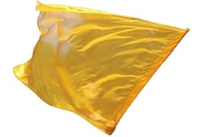 Winged Sirenny Silk Flag Poi with a Hard Rod, 40" rectangular Spinning Flowy Play Silk for Church Prophetic Worship Adoration Praise Dance (silky gold)