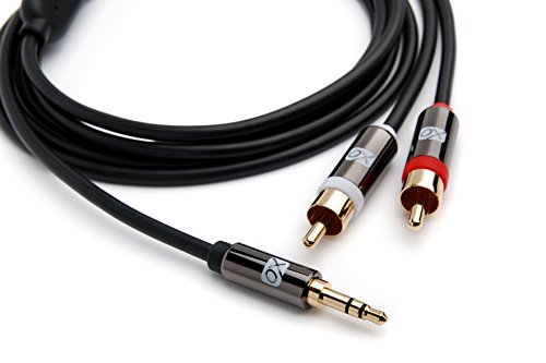 XO 3,5mm männlich auf 2 x RCA männlich Stereo Audio Kabel – 3,5 Buchse RCA männlich auf männlich – 3m schwarz- Vergoldete Stecker. - 5