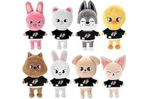 Musolaree Skzoo Peluche Stray Kids - Jouet Animal en Peluche Dessin Animé Mignon Wolf Chan Leebit DWAEKKI Jiniret Han Quokka BbokAri PuppyM Foxl.NY - Déco Cadeau pour Fans (8pcs), 21cm