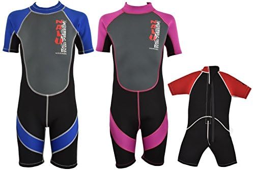 Childs 3mm Neoprene Shortie Wetsuits - 1 Year Warranty - AGE 4 to 12 Years - Please Select Size and Colour (24", Blue)