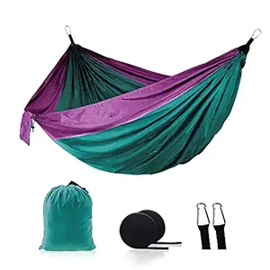 Layfoxz Nylon Hammock Widened Indoor Outdoor Swing Camping Supplies 210T Nylon Beach Hammock Travel Hiking Hammock