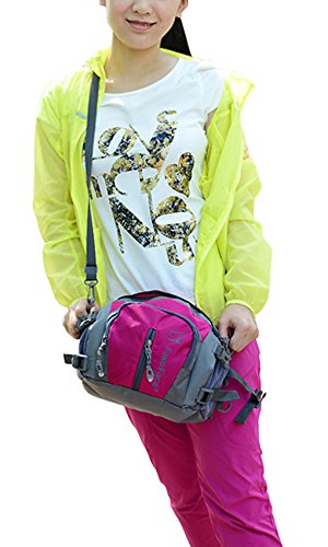 FakeFace® Nylon Wasserdichte Multifunktion-Hüfttasche Gürteltasche Rücksack Schulter Umhängetasche Brustbeutel Bauchtasche mit Flaschenhalter für Gym Camping Wandern Radfahren Reisen Bergsteigen - 7