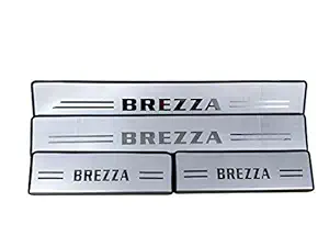 PRIKNIK Car Footstep Door Sill Plate Stainless Steel Non-Led Compatible with Maruti Compatible with Suzuki Brezza