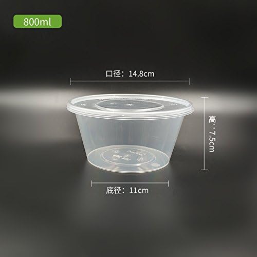 Disposable bowl box packing bucket bowl takeout thickened straight bowl,Transparent /800ml/50 sleeve