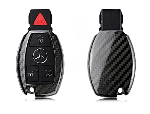 Pinalloy - Funda de llave con mando, auténtica fibra de carbono, sin llave, para Mercedes Benz