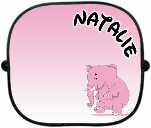 PERSONALISED * PINK ELEPHANT * CAR SUNSHADE x 1 - New Custom Collapsible Kid Baby Child Visor Window Your Name UV Screen Sunshades Present Newborn Gift Sun Shade by 123t