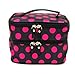 JACKY Wave Dot Case Makeup Double Cosmetic Hand Bag Tool Storage Toiletry (Black hot pink)