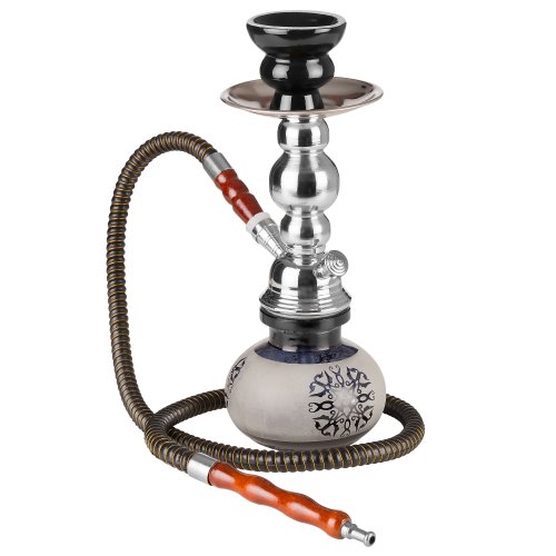 Taffstyle® Shisha Hookah Set Wasserpfeife mit Alu Koffer 2go Schwarz Grau to go Ideal für Reise und Unterwegs, Zubehör - Schlauch, 5 Mundstücke, Zange und Kohle Holzkohle 1 Rolle mit 10 Stück - 2