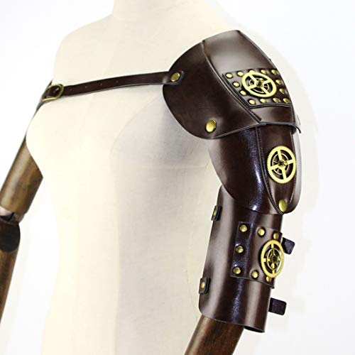 FELICIKK Gothic Steampunk Adjustable Arm Strap Body Chest Harness Shoulder Armors Cosplay Metal Rivets Accessory Decor Beefy and Aggressive Look Club Wear Costumes (Color : Brown)