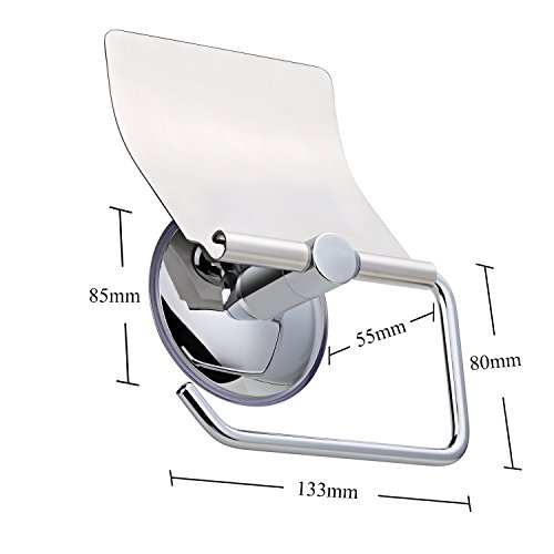 HOOMIL Edelstahl Toilettenpapierhalter mit Deckel ohne Bohren - 5