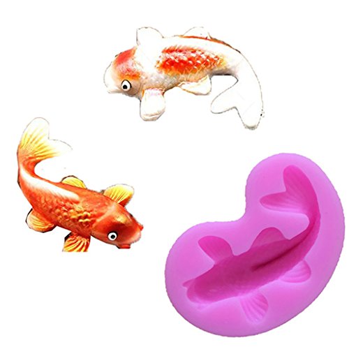 Gazechimp Silikon-Form für Fondant/Schokolade/Zuckerverzierung, für Cupcakes, Mehr Form – Rosa 3D-Karpfen-Fische, 7,5 x 4,2 x 2,2 cm - 6