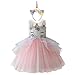 Produktbild OBEEII Mädchen Einhorn Blume Rüschen Cosplay Party Hochzeit Prinzessin Kleid Rosa 6-7 Jahre