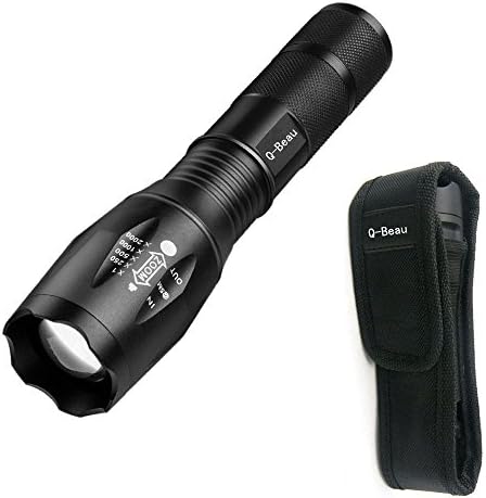 LED Torch Flashlight, QBeau Adjustable Focus Pocket Handheld Light Waterproof Camping Torch with Nylon Holster Holder