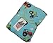 Cornish Daisy Tractor Design Blue Polyester fleece baby or toddler blanket