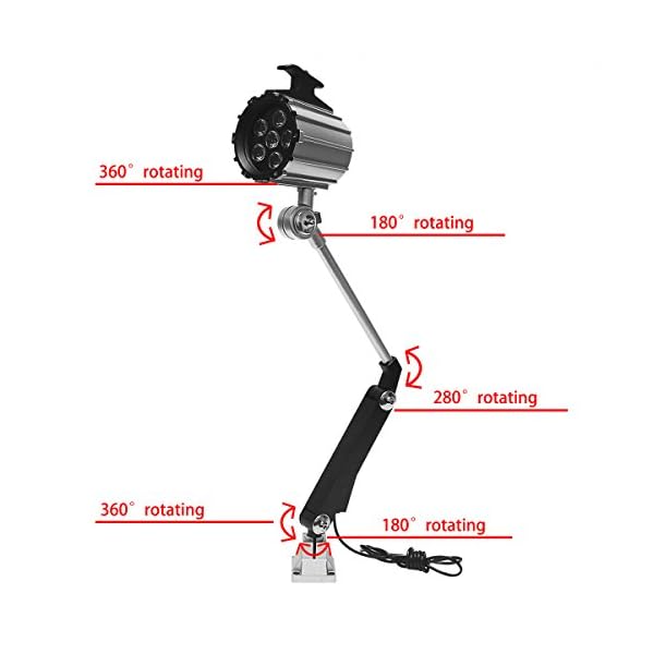Wisamic LED Werkzeug Drehmaschine Lampe Maschinenleuchte - Lange Arm 12W 110V- 220V Arbeitsleuchte einstellbar Arbeitsscheinwerfer mit 50.000 Stunden Lebensdauer – Bild 3