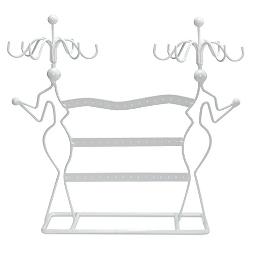 VENKON - Design Schmuckständer Ohrringhalter Kettenhalter Schmuck Organizer aus Metall - weiß - 35,5 x 34 x 12,5 cm