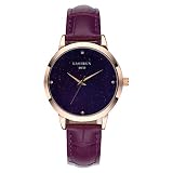 KASHIDUN Unisex Damenuhren Herrenuhren Luxus Damen Quarzuhr, Lederband, Anolog Armbanduhren für Männer Frauen Lila