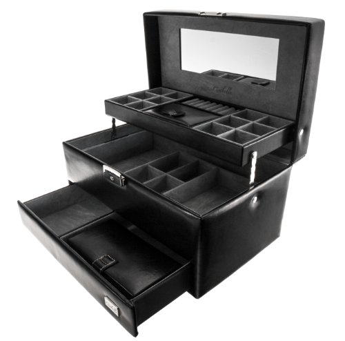Miabelle Schmuckkasten Schmuckschatulle Schmuckkoffer mit Spiegel Schwarz – MIAP68005 - 4