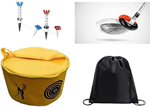 Golf Swing Impact Power Smash Bag Training Set with Weight Power Swing Ring, Lead Weight Tapes, Magnet Tee, Cinch Sack