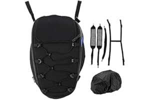 Torba na Tylne Siedzenie Akozon, Torba na Tylne Siedzenie Motocykla Torby na Kask Opakowanie Wodoodporny Materiał Ox Tkana o Wysokiej Gęstości Odblaskowa Uniwersalna(Niebieski)