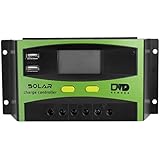 Solar Panel Controller, Solar Charge Controller, 20A/30A Solar Panel Battery Intelligent Regulator with USB Port LCD Display 12V/24V Mutiple Protection (30A)