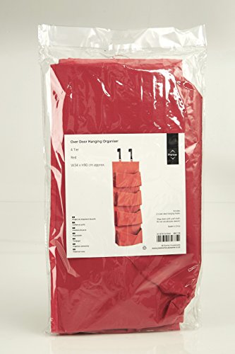 Premier Housewares 1901119 Hängeorganizer für Tür, Polyester, 4 Fächer, Rot - 3
