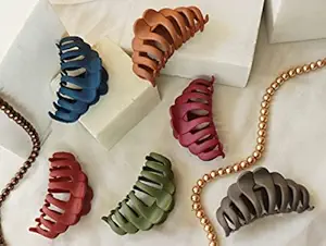 Thick Matte Rectangle Jumbo Strong Hair Claw Clips Hair Accessories - Pack of 5