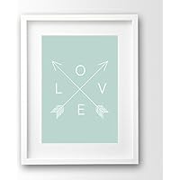 Love Print ungerahmt, in mint Typografie, Pfeile