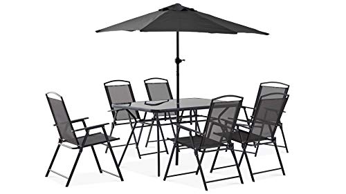 Oviala Table de Jardin 6 Places et Parasol