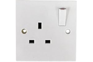 eMarkooz Single Switched Socket Wall 1 Gang Plug Electric 13 Amp White BS1363 Conforms