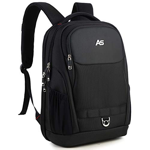 Aspen Mochila Portatil 15.6 Pulgadas Resistente al Agua Grande Mochila Business Hombre Mujer Mochila Escolar Viaje Senderismo Ergonomica 25-30 L Negro AS-B86