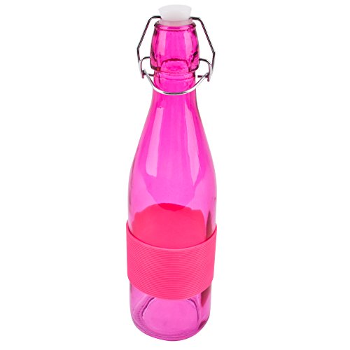 Flasche Deko Fancy Colori Glas 27x7x7cm Tischdeko (Pink)
