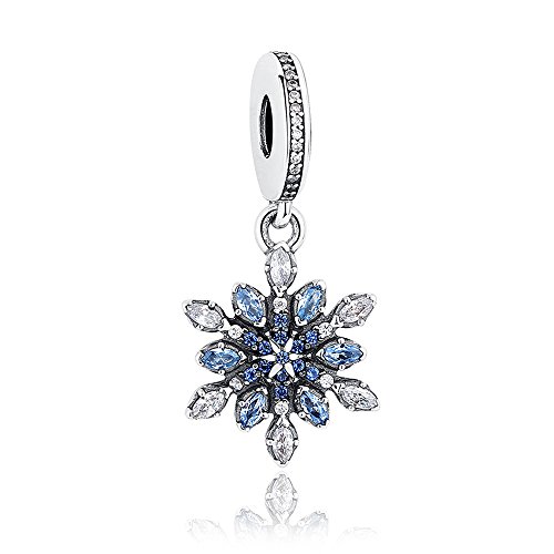 Lily Jewelry Confitado de Navidad copo de nieve plata esterlina 925 grano Fits Pandora Europea pulsera