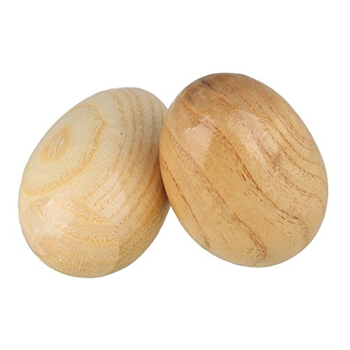 Yibuy Burlywood Musical Instrument Wooden Egg Shakers Rhythm Rattle for Musical Educational Toys Pack of 2