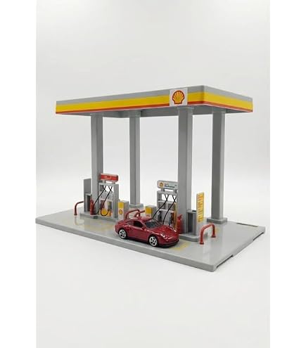 ミニカー Shell patrol station diorama playset Truetoy Shell Gas Station Assembly Playset with Mini Cars, DIY