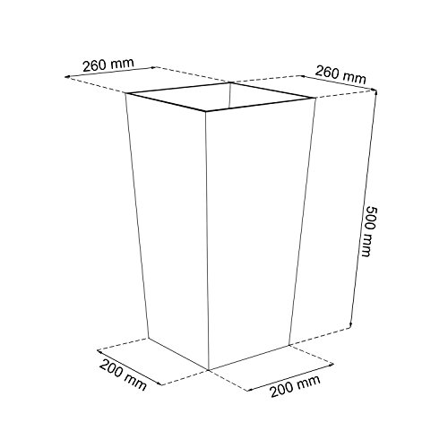 Großer Pflanzkübel 26,6L Blumentopf inkl.Einsatz Kunststoff weiss URBI SQUARE 7 Farben Hochglanz - 2