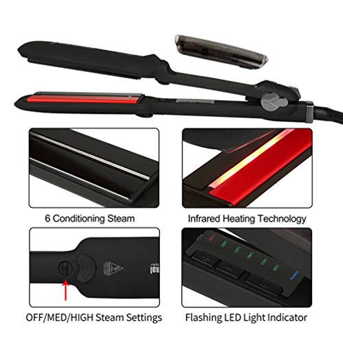 Professional 2 Inch Wide Plate Infrared Heating Ceramic Steam Hair Straightener Hair Straightening Tools for Wet   Dry Hair