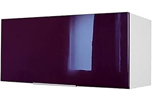 Berlioz Creations Mueble Alto de Cocina con Campana extractora 80 cm, Otro, Color Berenjena Brillante, 80 x 34 x 35 cm
