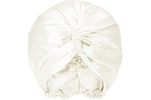 Townssilk Bonnet de Nuit 100% Soie de Mûrier pour Femme, 16 Momme, Double Couche, Protège Les Cheveux, Naturalwhite