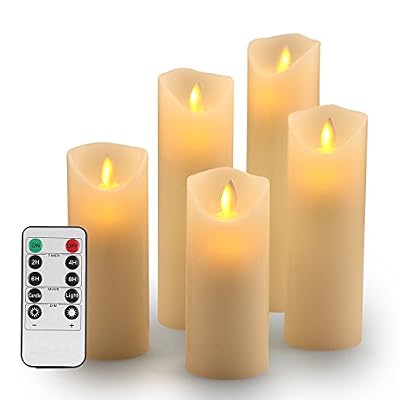 OSHINE Bougies sans flamme bougies sans flamme vacillante-- bougies sans flamme décorative : 4" 5" 6" 7" 8" classic véritable pilier de cire avec flamme LED Déménagement & 10-key Remote Control - 2/4/6/ 8 heures Timer