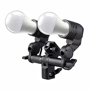 HIFFIN 20W Bulb Branded E27 Double Light Socket Swivel Mount & Umbrella Holder for Photography, Film, & Video Studio