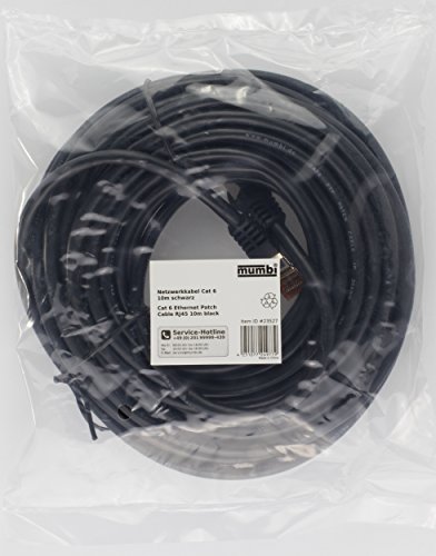 mumbi 10m Cat.6 Ethernet Lan Netzwerkkabel – Cat.6 FTP (RJ-45) 10 Meter Kabel in schwarz - 6