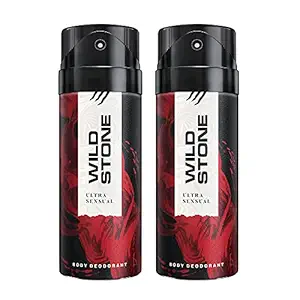 Wild Stone Ultra Sensual Deodorant for Men, Long Lasting Intense Fragrance for Special Evening Wear, Pack of 2 (150ml each)