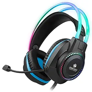 Zebronics Jet PRO Premium Gaming Headphone with LED for Headband + earcups, 40mm Neodymium Drivers, 2 Meter Braided Cable, Flexible mic, Suspension Design, 3.5mm + USB Connector & in-line Controller