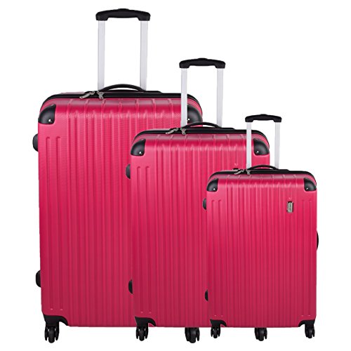 Malet&iacute;n 3&nbsp;piezas resistente pl&aacute;stico ABS Maleta viaje Trolley Set, rosa, Ma&szlig;e:  Trolley gro&szlig;   ca.: 48 x 30 x 70cm - 4,2kg  Trolley mittel ca. : 41 x 27 x 60cm - 3,7kg  Trolley klein: ca.:  34 x24 x 50cm - 3,2kg