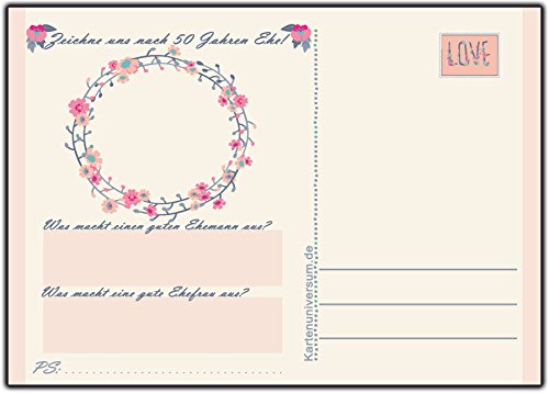 Lustiges Hochzeitsspiel 52 Postkarten Schön, dass Du da bist mit Fragen & Aufgaben für Gäste & Brautpaar im Vintage Look creme Hochzeitsspiele Karten Gutscheine Gästebuch Hochzeitspostkarten Wünsche - 2