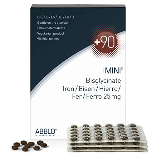 ABBLO Fer Bisglycinate 25mg / Fer Amino-Chelated 25mg (Iron Bisglycinate) 1 comprimé par jour est suffisant (Blisterpack 90 comprimés)